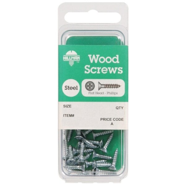 Hillman Wood Screw, #6, 1 1/2 inch, Zinc Plated Steel Flat Head Phillips Drive, 10 PK 56287 - main
